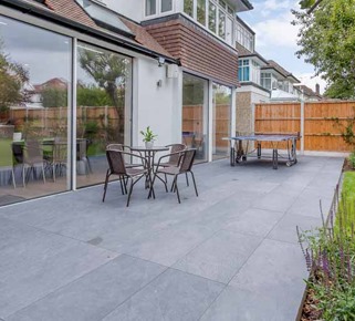 slate grey paved area