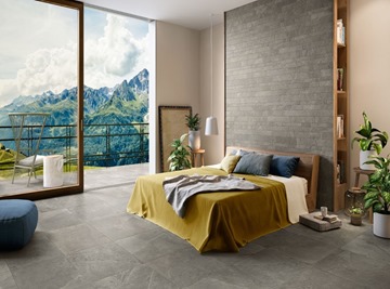 Bedroom with Porcelain Tile Floor