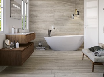 Hotel Bathroom with Forest Porcelain Tiles