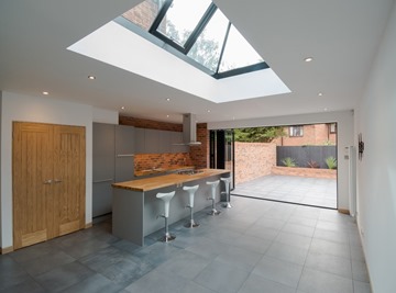 Kitchen with Porcelain Tile Floor