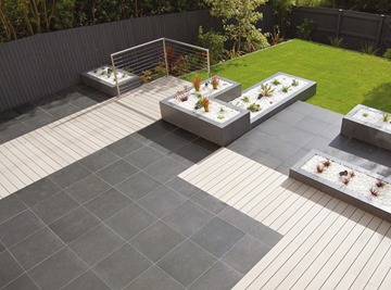 Garden with Decking and Porcelain Paving
