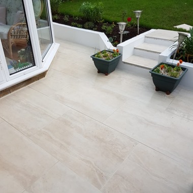 20mm Travertine Ivory Porcelain Paving