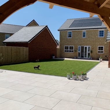 20mm Limestone Champagne Porcelain Paving