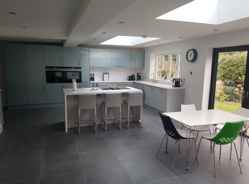 Large kitchen with Bolzano Graphite tiles