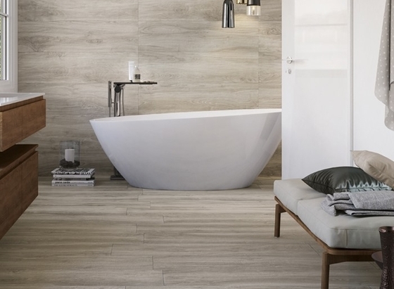 indoor forest grey larch porcelain paving in bathroom