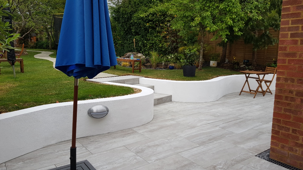 Grey Travertine paving in the garden