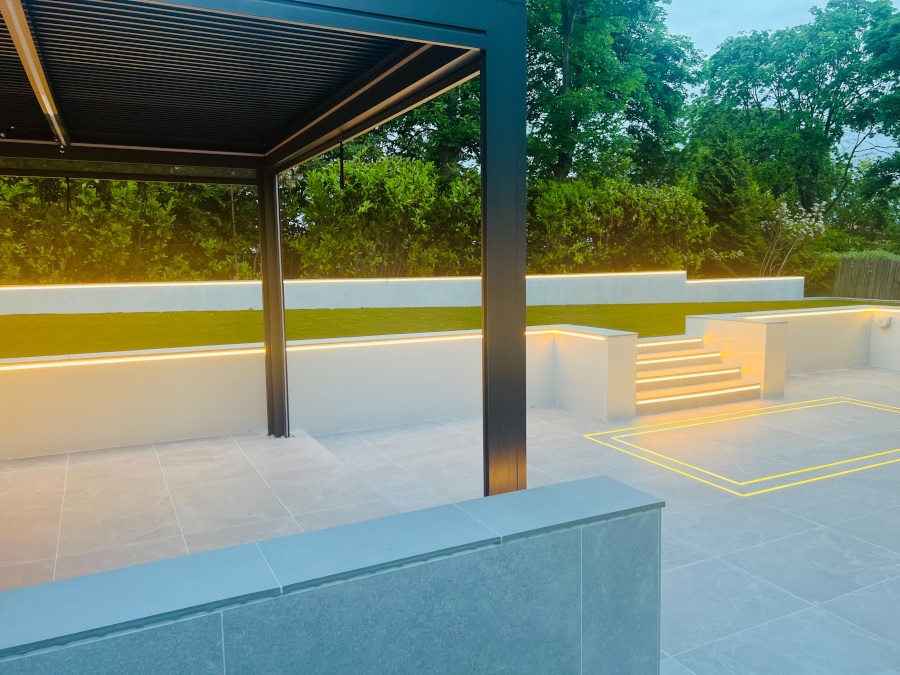 Patio with built-in lights