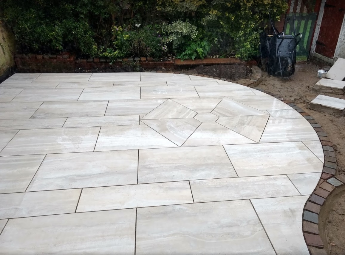 Unique patio design with hexagon insert