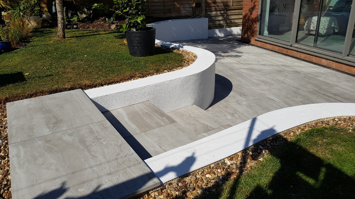 Travertine Grey porcelain paving steps