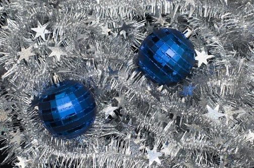 Silver and blue Christmas decorations