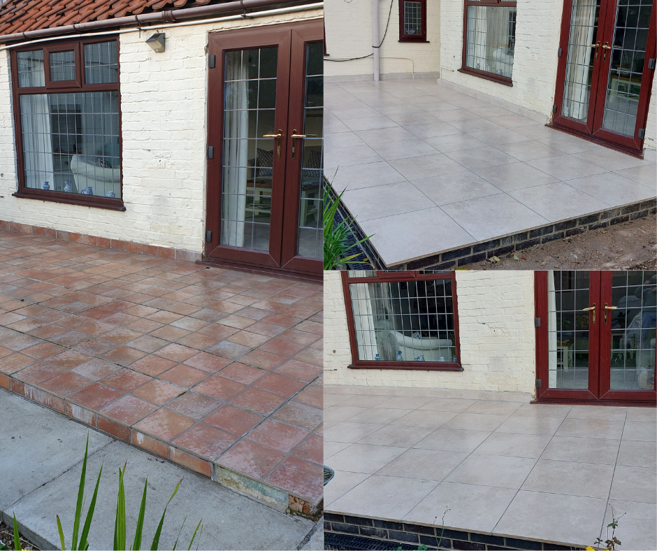 porcelain paving product images before and after